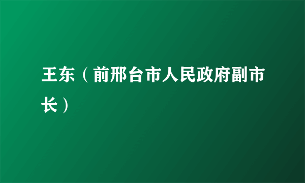 王东（前邢台市人民政府副市长）