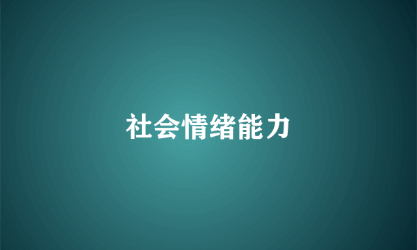 社会情绪能力