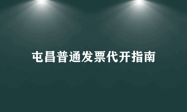 屯昌普通发票代开指南