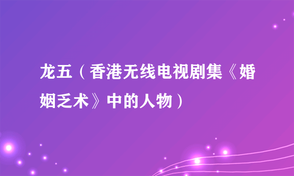 龙五（香港无线电视剧集《婚姻乏术》中的人物）