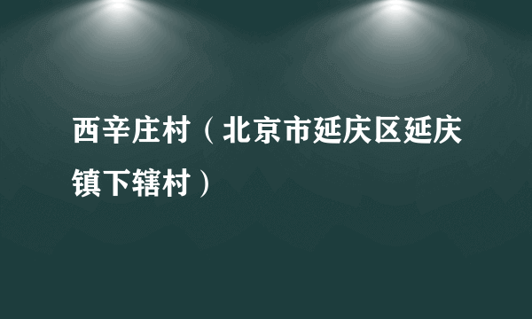 西辛庄村（北京市延庆区延庆镇下辖村）
