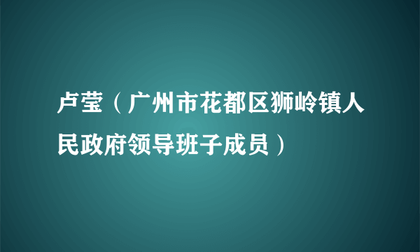 卢莹（广州市花都区狮岭镇人民政府领导班子成员）