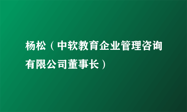 杨松（中软教育企业管理咨询有限公司董事长）