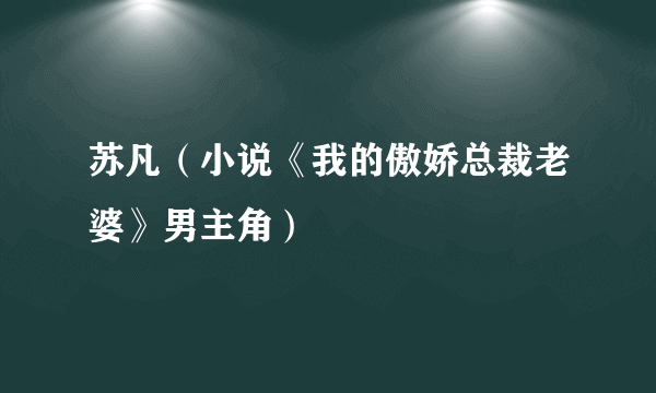 苏凡（小说《我的傲娇总裁老婆》男主角）