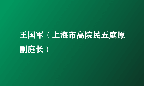 王国军（上海市高院民五庭原副庭长）
