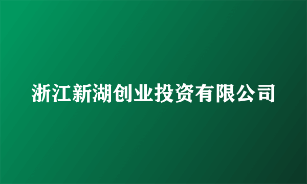 浙江新湖创业投资有限公司