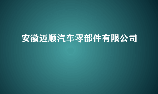 安徽迈顺汽车零部件有限公司