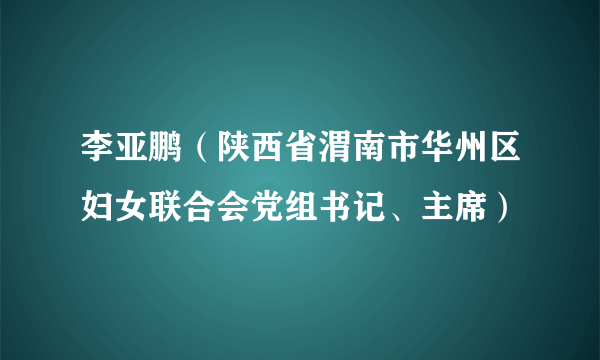李亚鹏（陕西省渭南市华州区妇女联合会党组书记、主席）