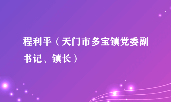 程利平（天门市多宝镇党委副书记、镇长）