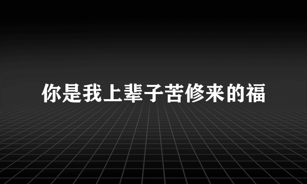 你是我上辈子苦修来的福