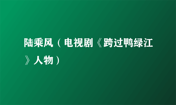 陆乘风（电视剧《跨过鸭绿江》人物）