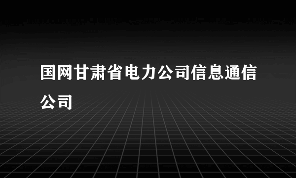 国网甘肃省电力公司信息通信公司