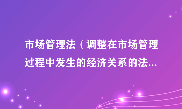 市场管理法（调整在市场管理过程中发生的经济关系的法律规范的总称）