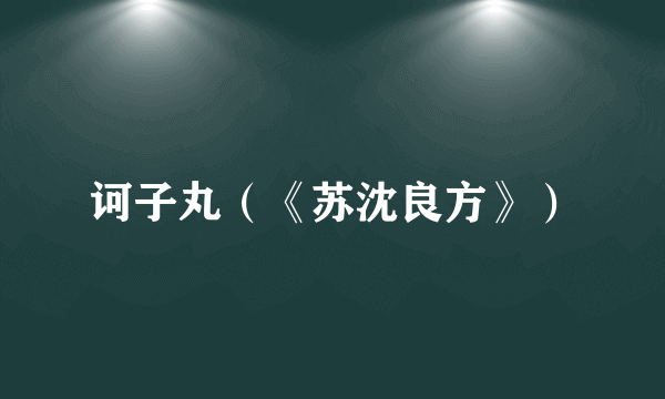 诃子丸（《苏沈良方》）