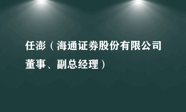 任澎（海通证券股份有限公司董事、副总经理）