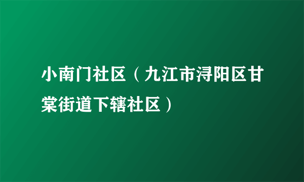 小南门社区（九江市浔阳区甘棠街道下辖社区）