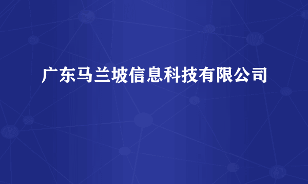 广东马兰坡信息科技有限公司