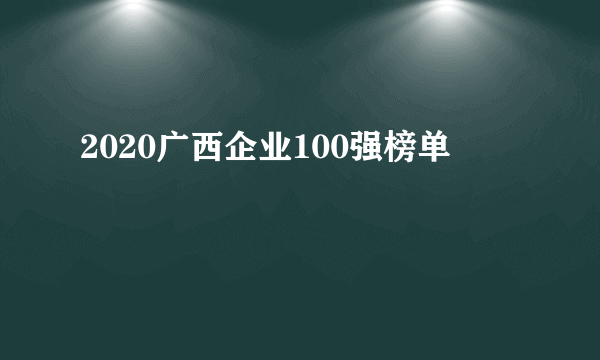 2020广西企业100强榜单