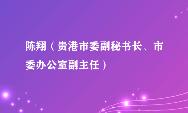 陈翔(贵港市委副秘书长、市委办公室副主任)