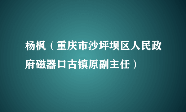 杨枫（重庆市沙坪坝区人民政府磁器口古镇原副主任）