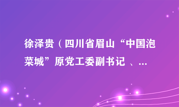 徐泽贵（四川省眉山“中国泡菜城”原党工委副书记 、管委会主任）