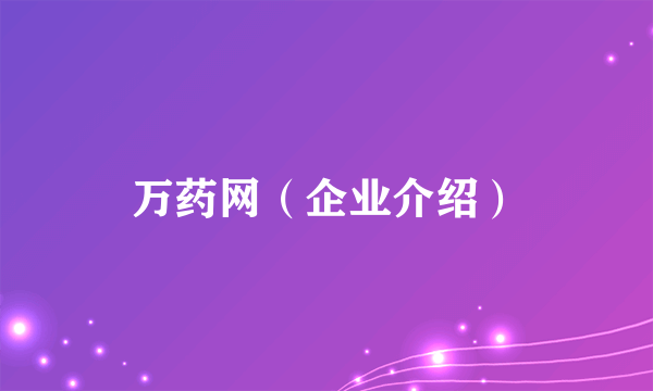 万药网（企业介绍）