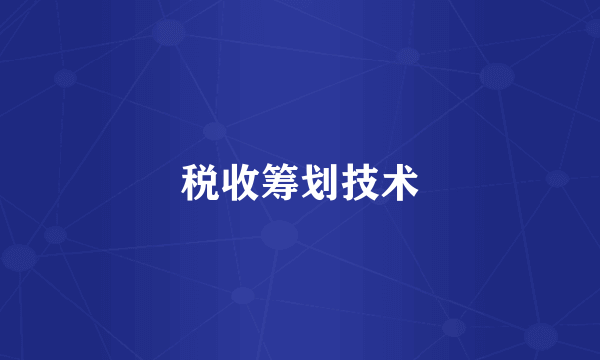 税收筹划技术