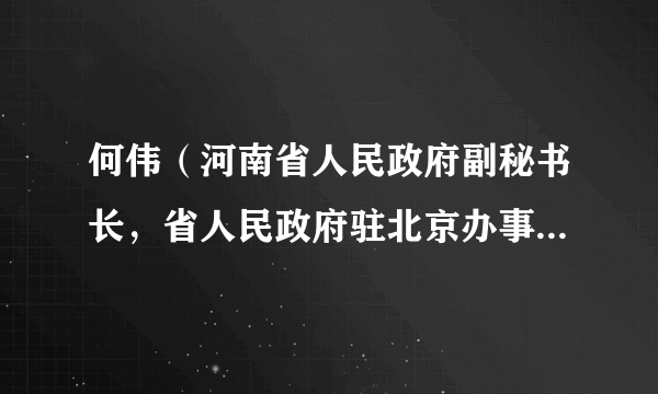 何伟（河南省人民政府副秘书长，省人民政府驻北京办事处党组书记、主任）