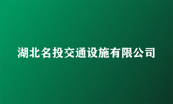 湖北名投交通设施有限公司