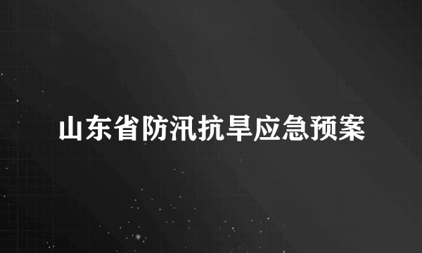 山东省防汛抗旱应急预案