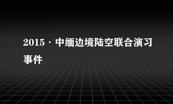 2015·中缅边境陆空联合演习事件