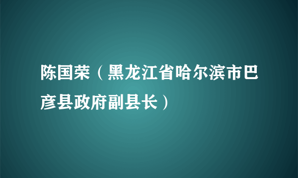 陈国荣（黑龙江省哈尔滨市巴彦县政府副县长）
