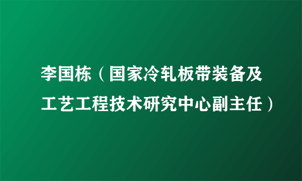 李国栋（国家冷轧板带装备及工艺工程技术研究中心副主任）