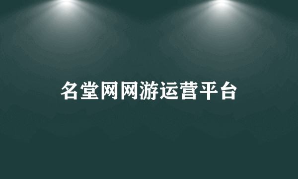 名堂网网游运营平台