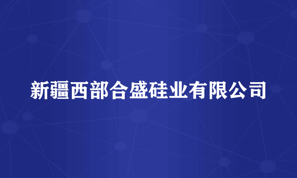 新疆西部合盛硅业有限公司