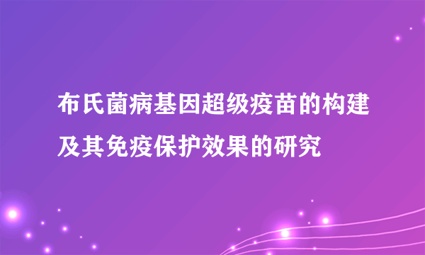 布氏菌病基因超级疫苗的构建及其免疫保护效果的研究