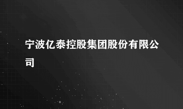 宁波亿泰控股集团股份有限公司