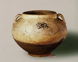 北宋磁州窑白地黑花双系罐