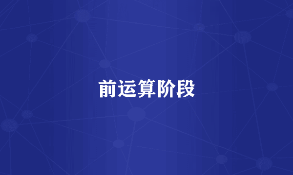 前运算阶段