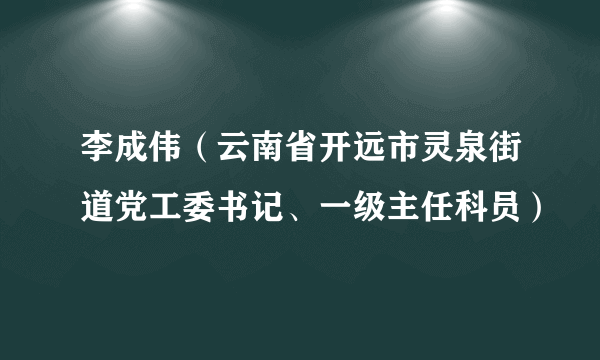 李成伟（云南省开远市灵泉街道党工委书记、一级主任科员）