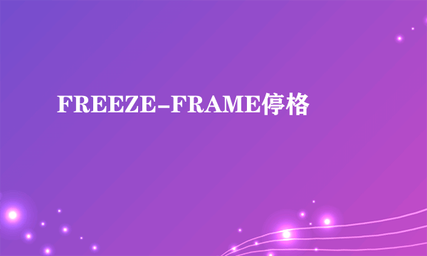 FREEZE-FRAME停格