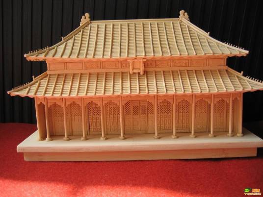 竹制古建筑模型