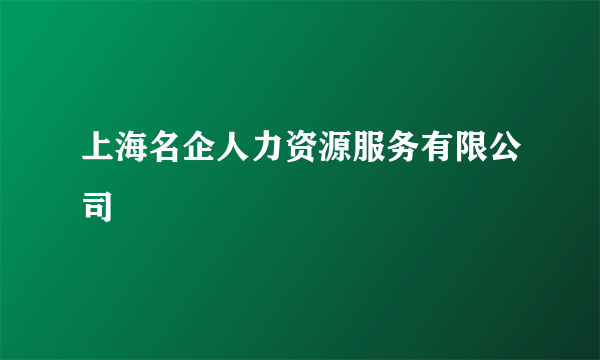 上海名企人力资源服务有限公司