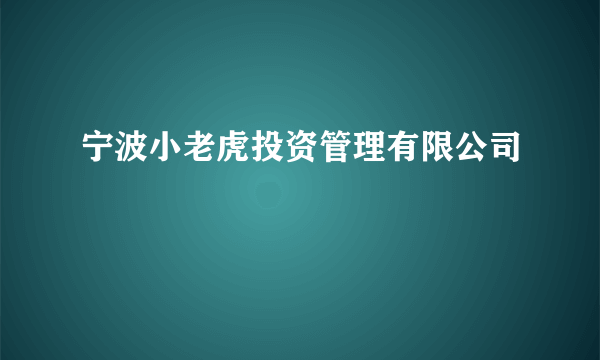 宁波小老虎投资管理有限公司
