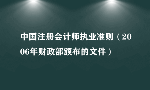 中国注册会计师执业准则（2006年财政部颁布的文件）