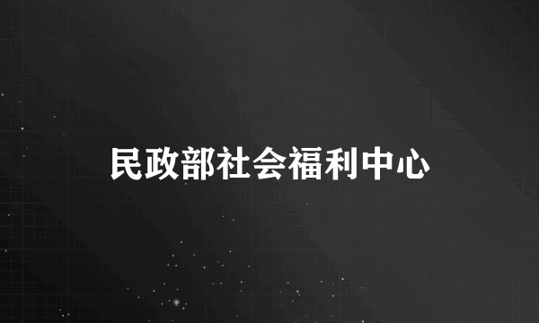 民政部社会福利中心