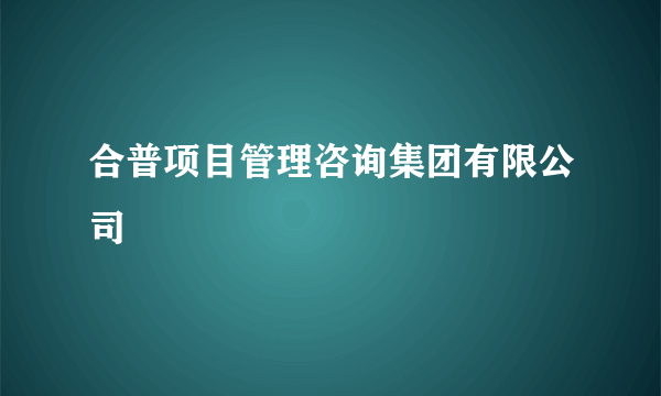 合普项目管理咨询集团有限公司