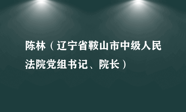 陈林（辽宁省鞍山市中级人民法院党组书记、院长）