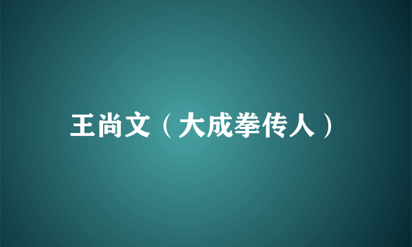 王尚文（大成拳传人）