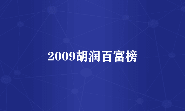 2009胡润百富榜